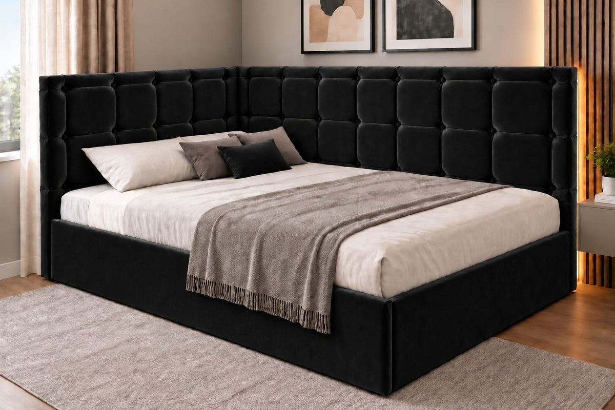 Pat Tapitat Roma De Colt Negru Catifea Premium