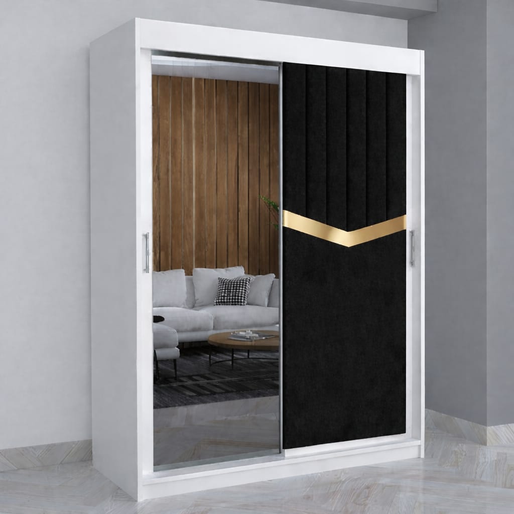 Dressing Tapițat Valentino Negru Cu Oglinda