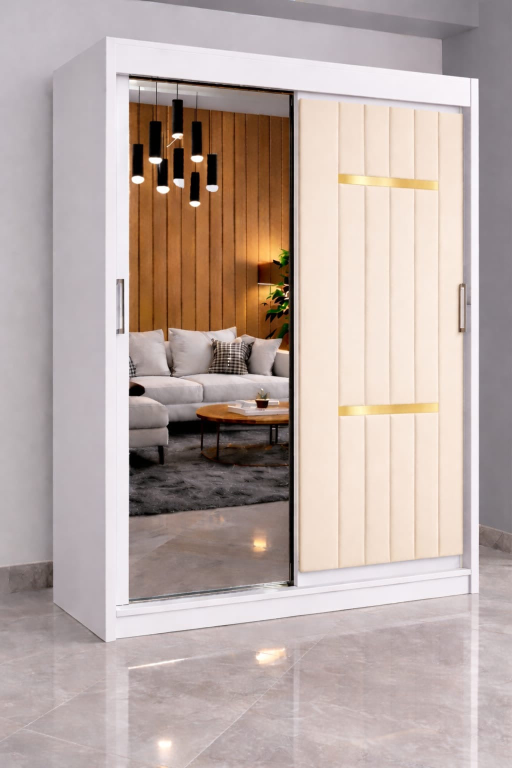 Dressing Tapitat Velvet Crem Cu Oglinda