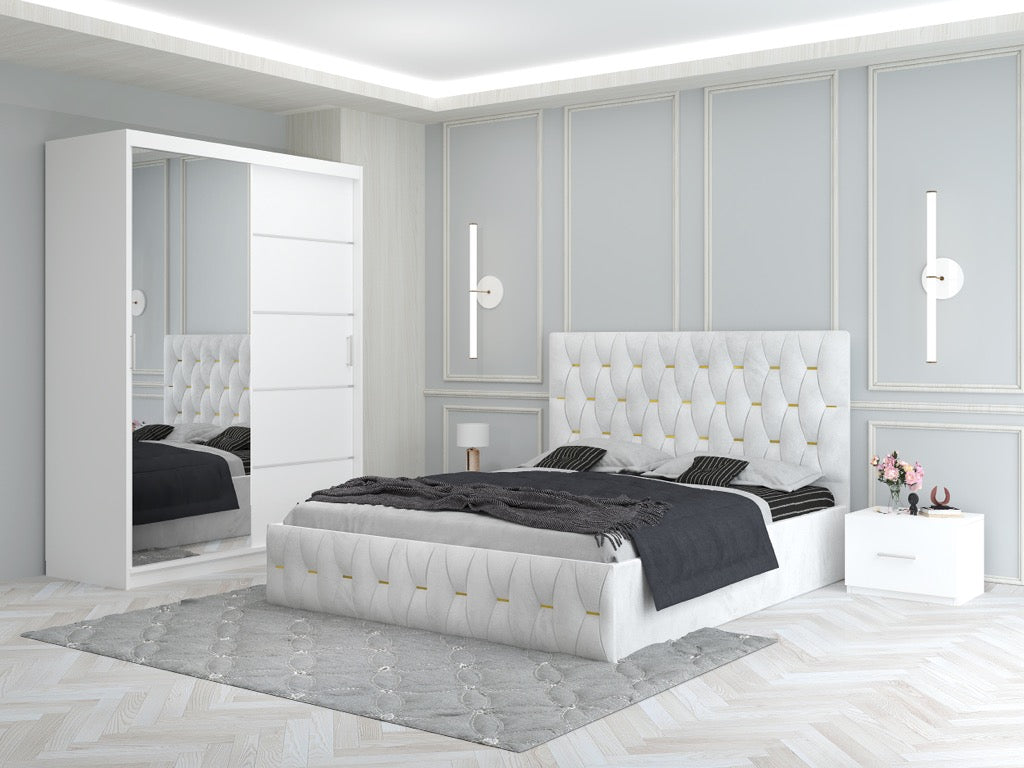 Dormitor Ana Alb cu Dressing 150 si Noptiere