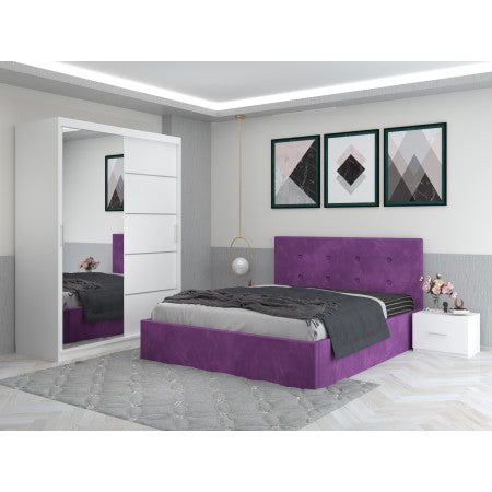 Dormitor Aris Mov Cu Dressing 150 Si Pat Tapitat Cu 2 Noptiere