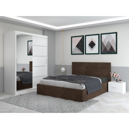 Dormitor Aris Maro Cu Dressing 150 Si Pat Tapitat Cu 2 Noptiere