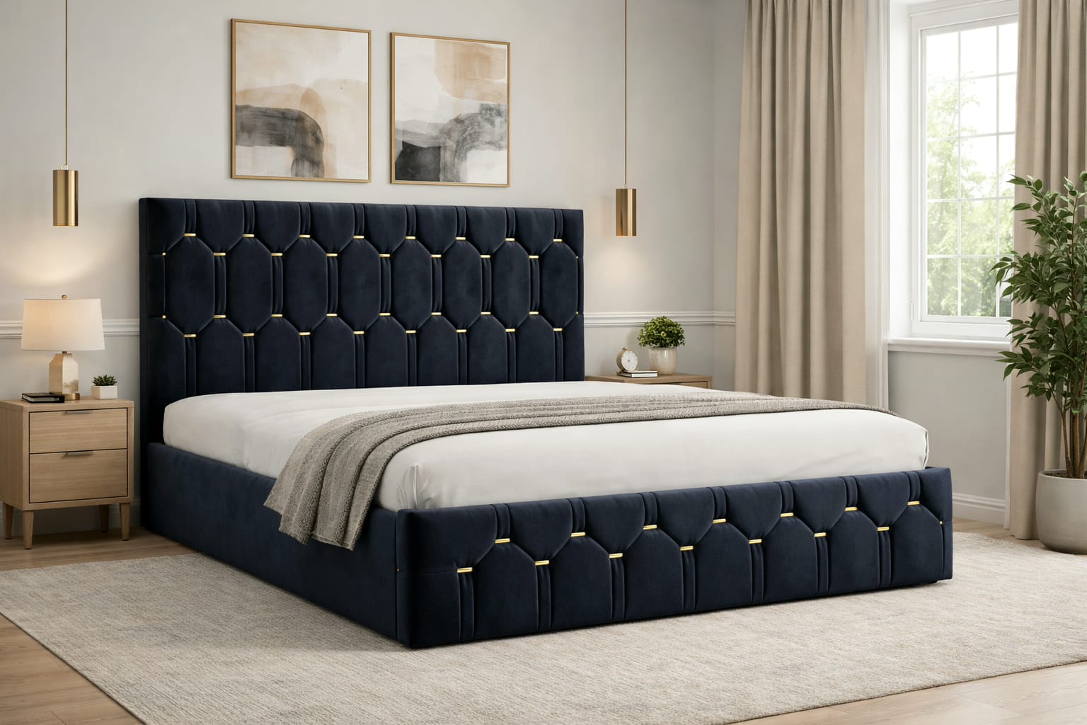 Pat Tapitat Regal Negru Catifea Premium