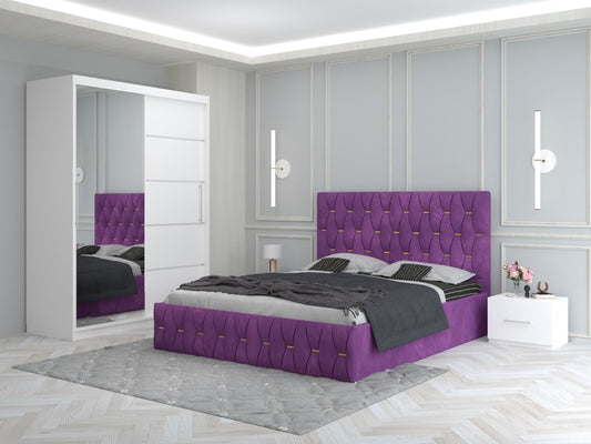 Dormitor Ana Mov cu Pat Tapitat , Dresing 150 si Noptiere