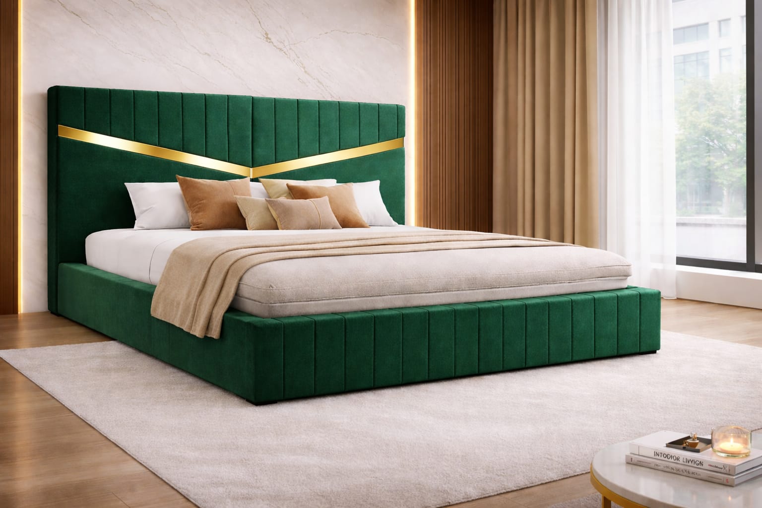Pat. Tapițat Valentino Verde Catifea Premium