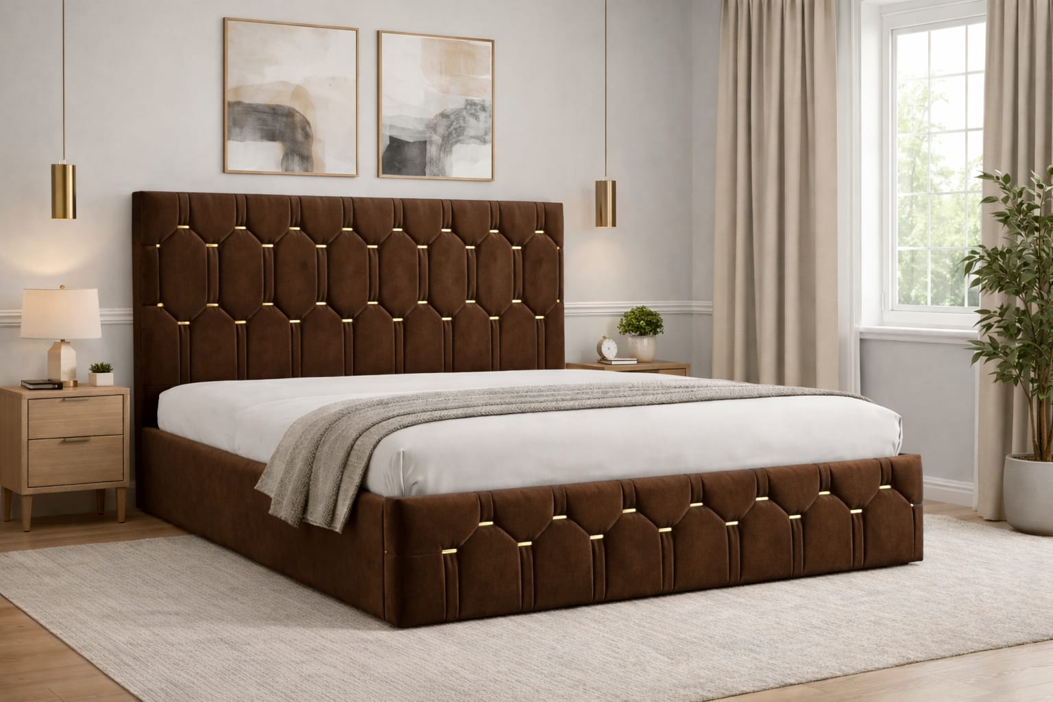 Pat Tapițat Regal Maro Catifea Premium