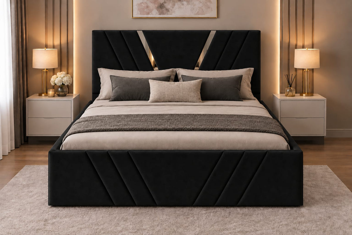 Pat Tapitat Monaco Negru Catifea Premium