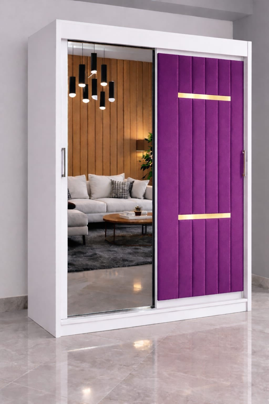 Dressing Tapițat Velvet Mov Cu Oglinda
