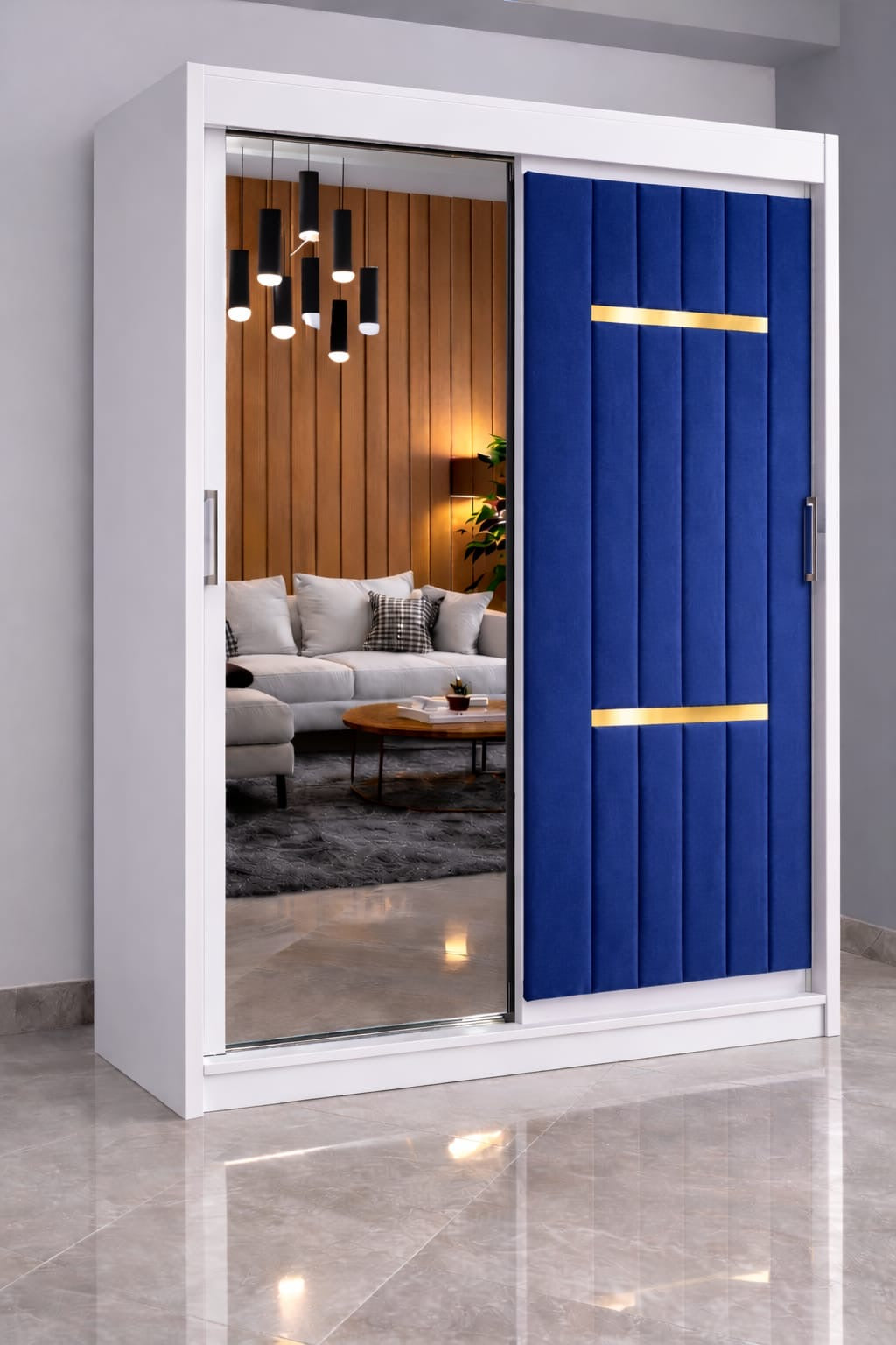 Dressing Tapițat Velvet Gri Cu Oglinda