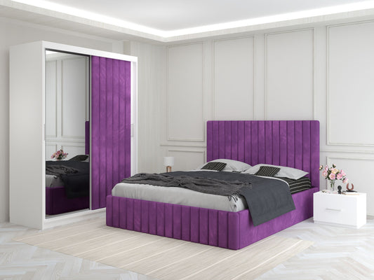 Dormitor Melania Mov cu Dressing Tapitat